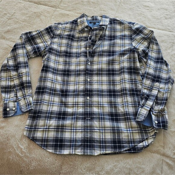 Banana Republic Oxford Slim Fit Mens Large Plaid Button Down Long Sleeve Shirt - Picture 1 of 4